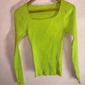 SHEIN Lime‎ Ribbed Knit Top